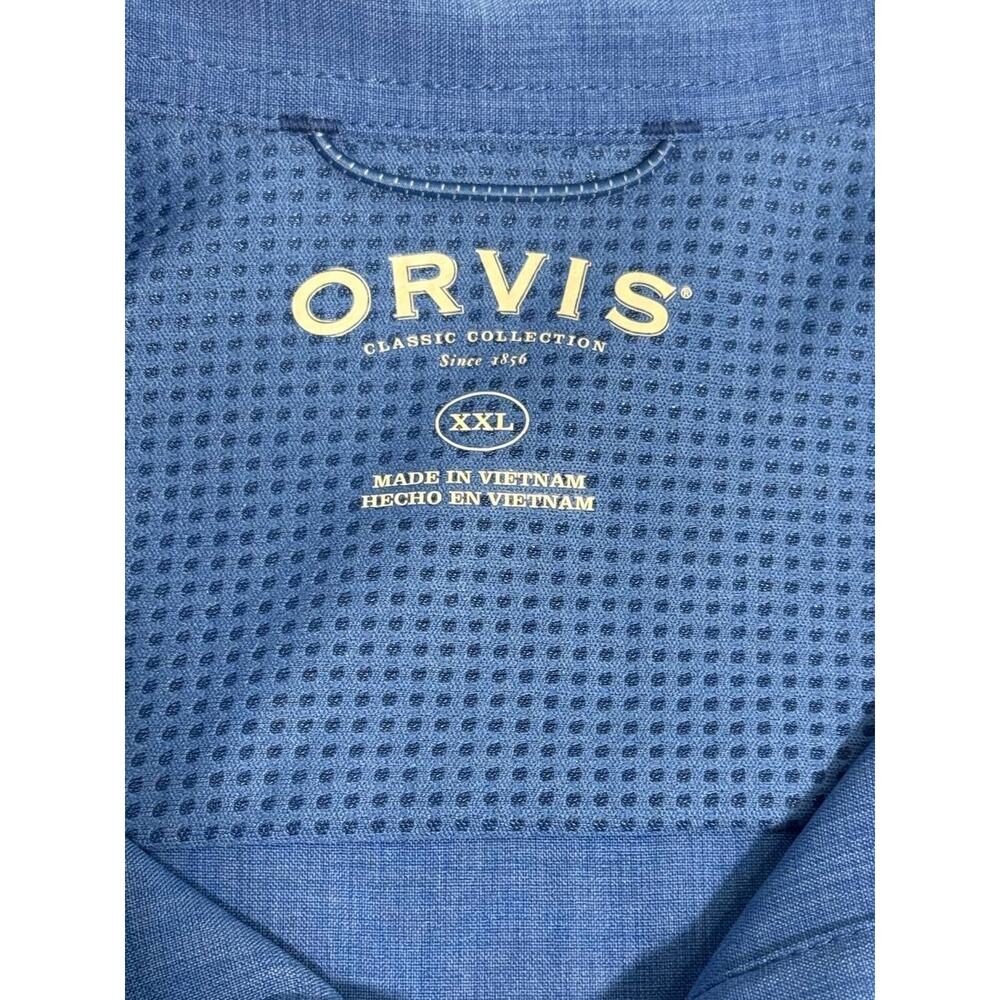 Orvis Classic Collection Short Sleeve Button Up Shirt Mens XXL Blue Lightweight - Picture 3 of 5